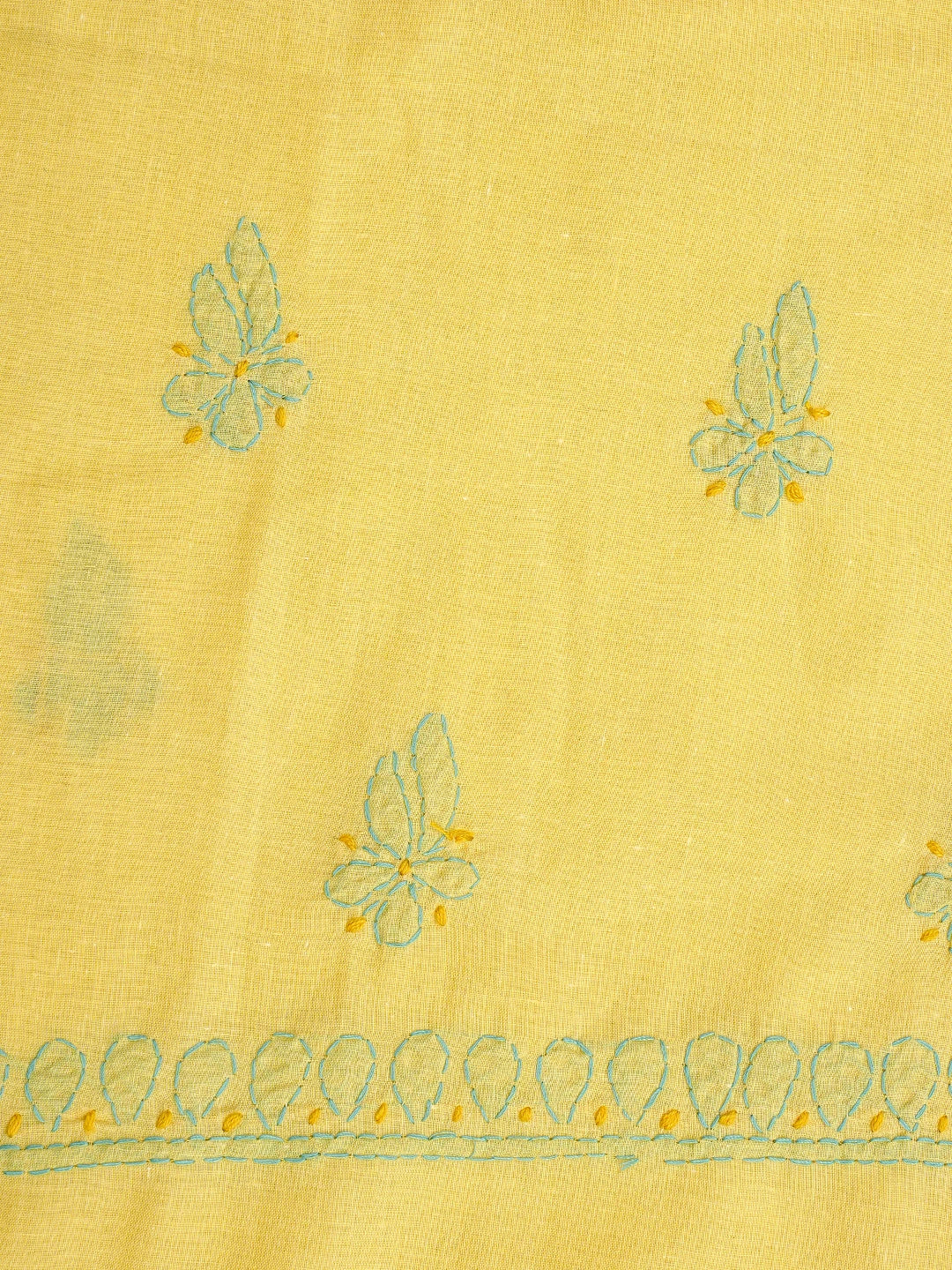 Ada Hand Embroidered Yellow Cotton Lucknowi Chikankari Unstitched Suit Piece 01A818704