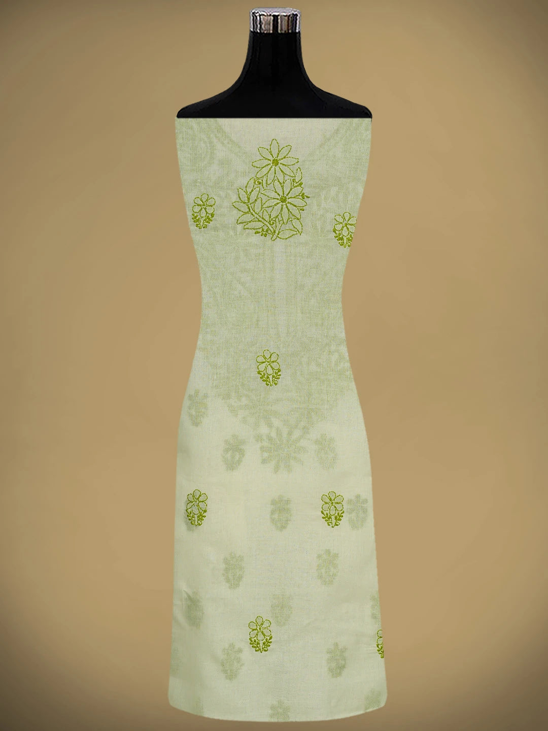 Ada Hand Embroidered Cream Cotton Lucknowi Chikankari Unstitched Suit Piece 01A868009