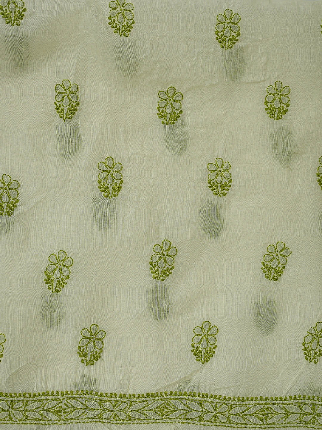 Ada Hand Embroidered Cream Cotton Lucknowi Chikankari Unstitched Suit Piece 01A868009