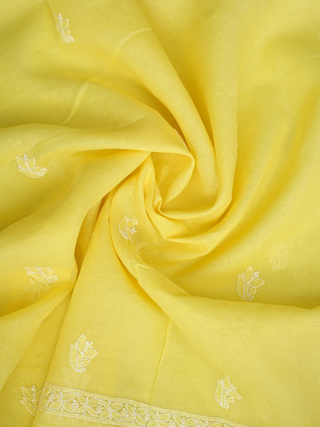 Ada Hand Embroidered Yellow Cotton Lucknowi Chikankari Unstitched Suit Piece 01A867748