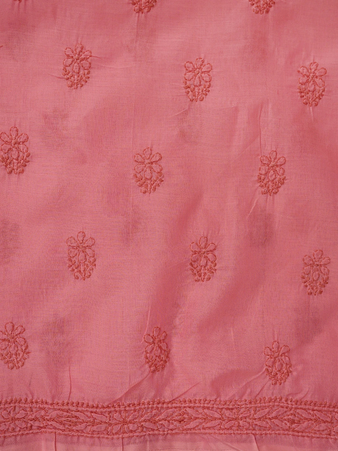 Ada Hand Embroidered Peach Cotton Lucknowi Chikankari Unstitched Suit Piece 01A868017