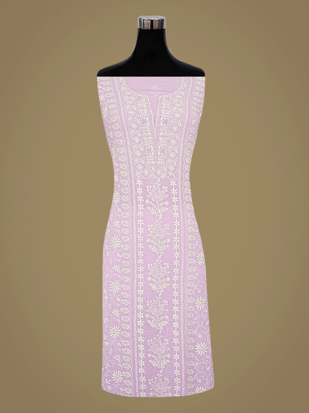Ada Hand Embroidered Mauve Viscose Georgette Lucknowi Chikankari Unstitched Kurta Dupatta Set With Sequinned Work 01A805732