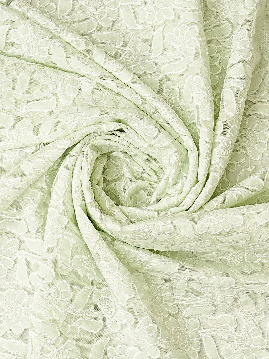 Ada Hand Embroidered Sea Green Cotton And Net Lucknowi Chikankari Semi-Stitched Kurta Dupatta Set 01A862889