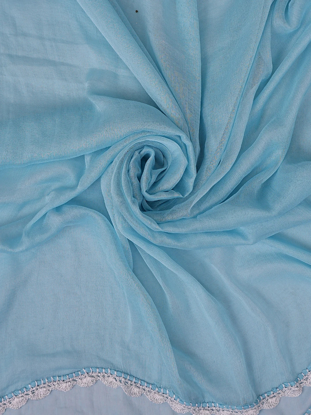 Ada Hand Embroidered Blue Cotton Lucknowi Chikankari Unstitched Suit Piece 01A867998