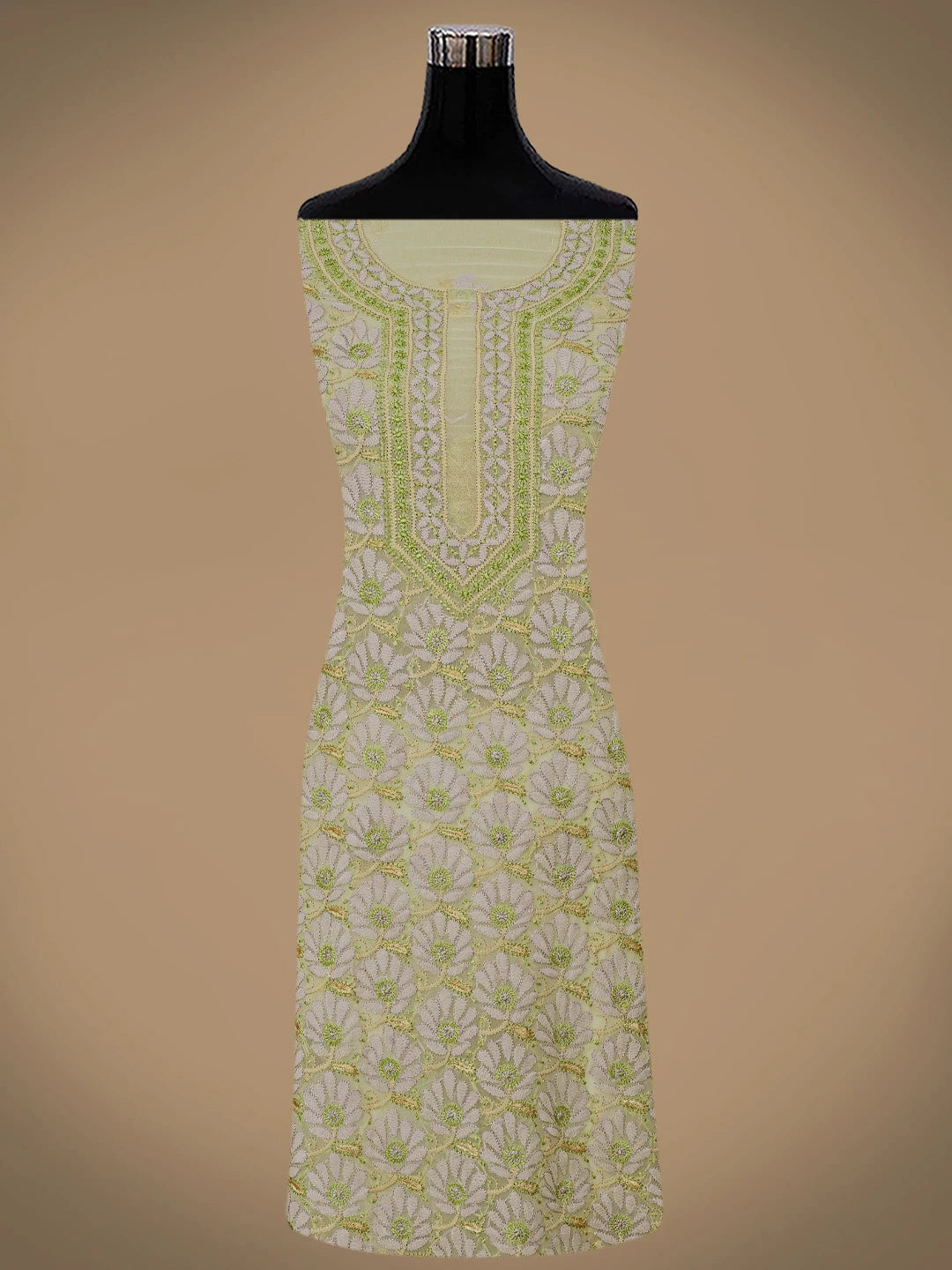 Ada Hand Embroidered Light Fawn Georgette Lucknowi Chikankari Unstitched Suit Piece 01A833103