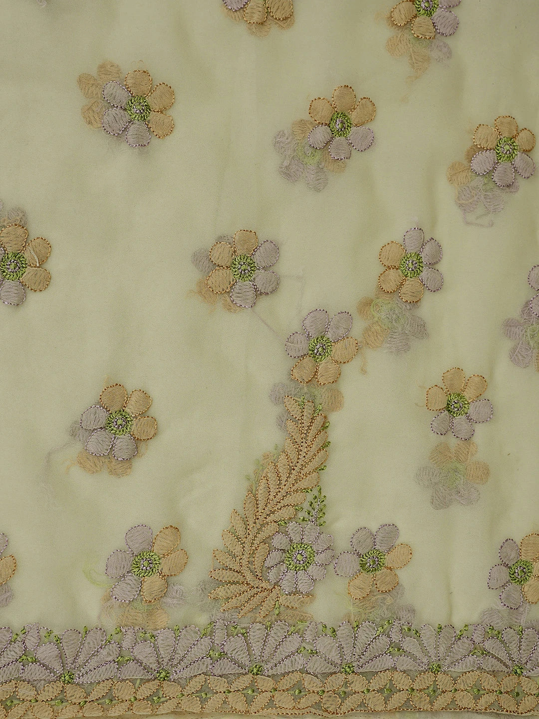 Ada Hand Embroidered Light Fawn Georgette Lucknowi Chikankari Unstitched Suit Piece 01A833103