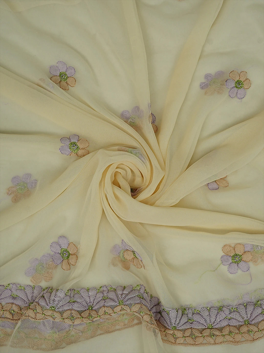 Ada Hand Embroidered Light Fawn Georgette Lucknowi Chikankari Unstitched Suit Piece 01A833103