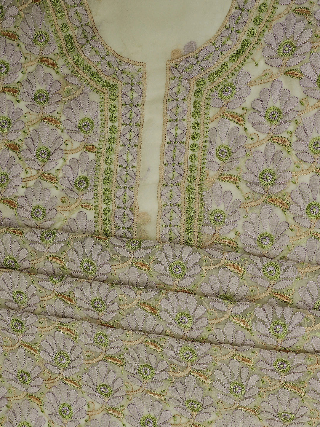 Ada Hand Embroidered Light Fawn Georgette Lucknowi Chikankari Unstitched Suit Piece 01A833103