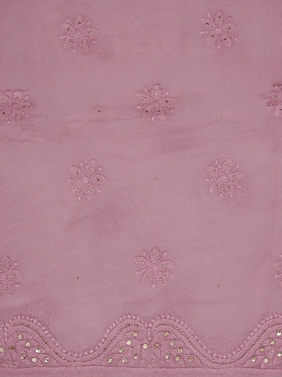 Ada Hand Embroidered Dusty Pink Viscose Georgette Lucknowi Chikankari Unstitched Kurta Dupatta Set With Muqaish Work 01A802247