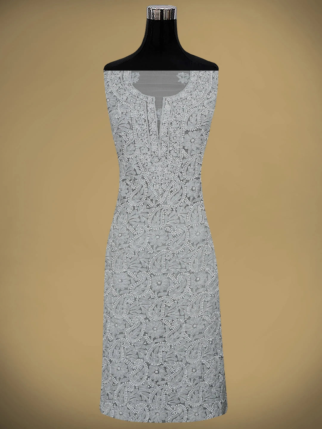 Ada Hand Embroidered Grey Georgette Lucknowi Chikankari Unstitched Suit Piece 01A779022
