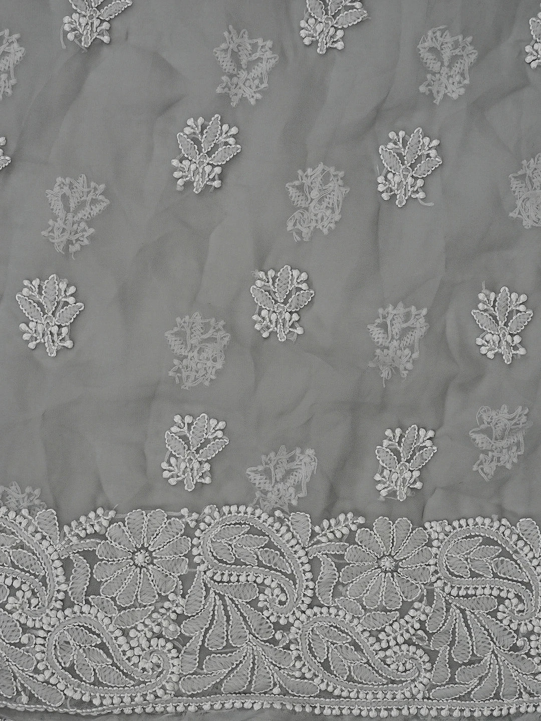 Ada Hand Embroidered Grey Georgette Lucknowi Chikankari Unstitched Suit Piece 01A779022