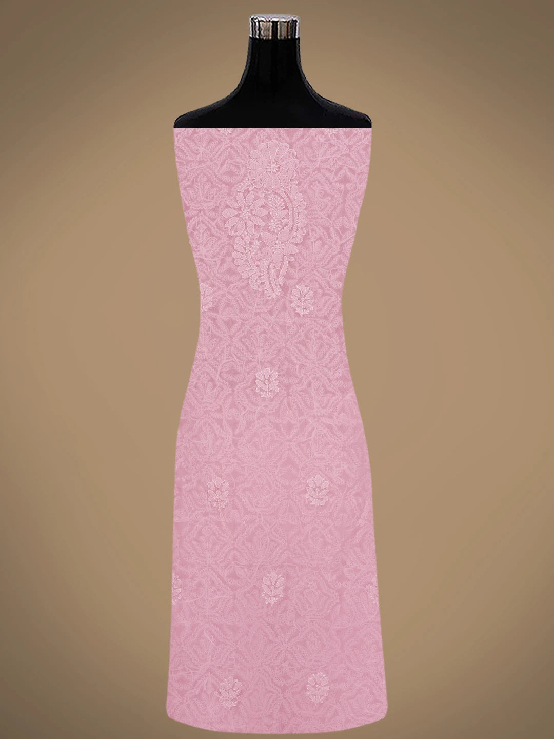 Ada Hand Embroidered Pink Georgette Lucknowi Chikankari Unstitched Suit Piece 01A867784