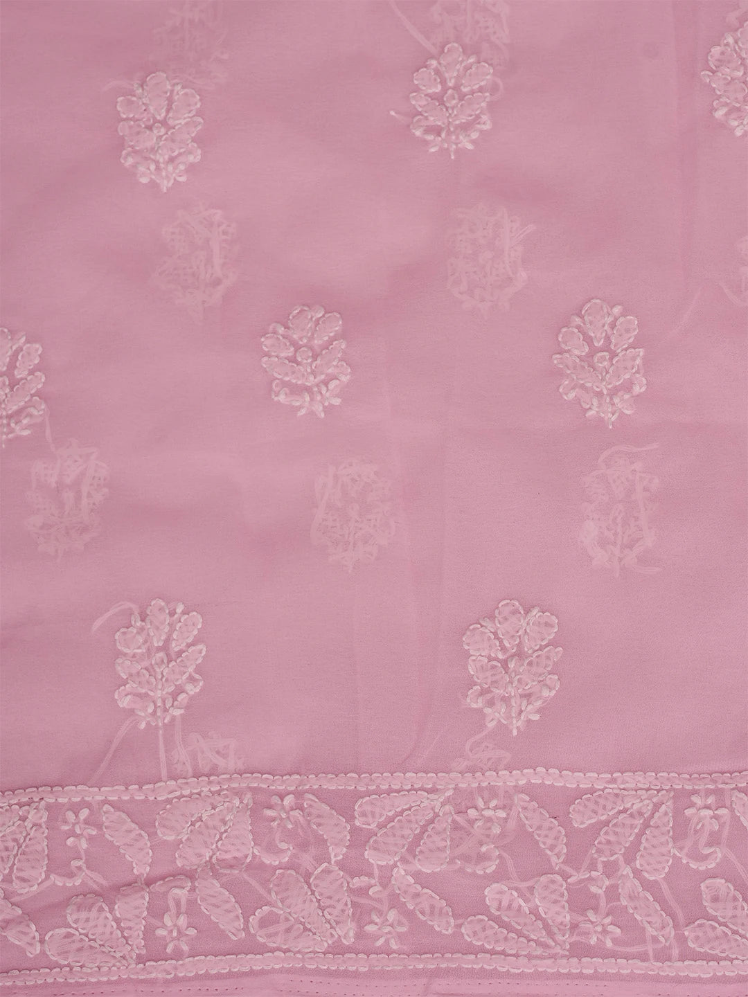 Ada Hand Embroidered Pink Georgette Lucknowi Chikankari Unstitched Suit Piece 01A867784
