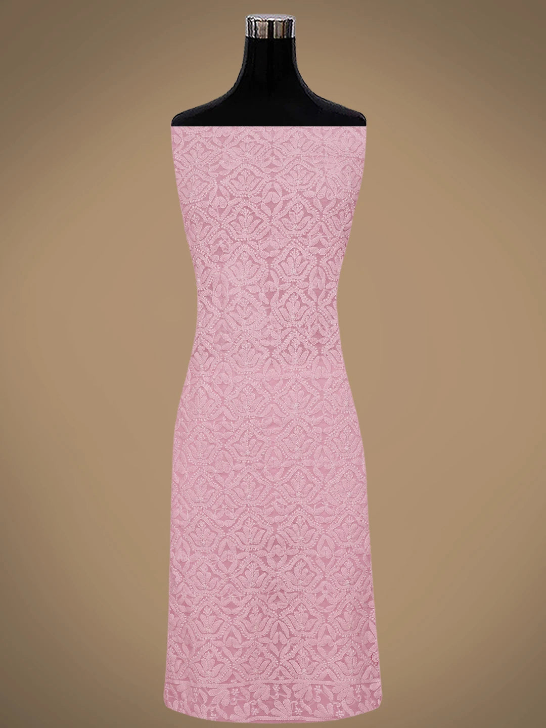 Ada Hand Embroidered Pink Georgette Lucknowi Chikankari Unstitched Suit Piece 01A867784