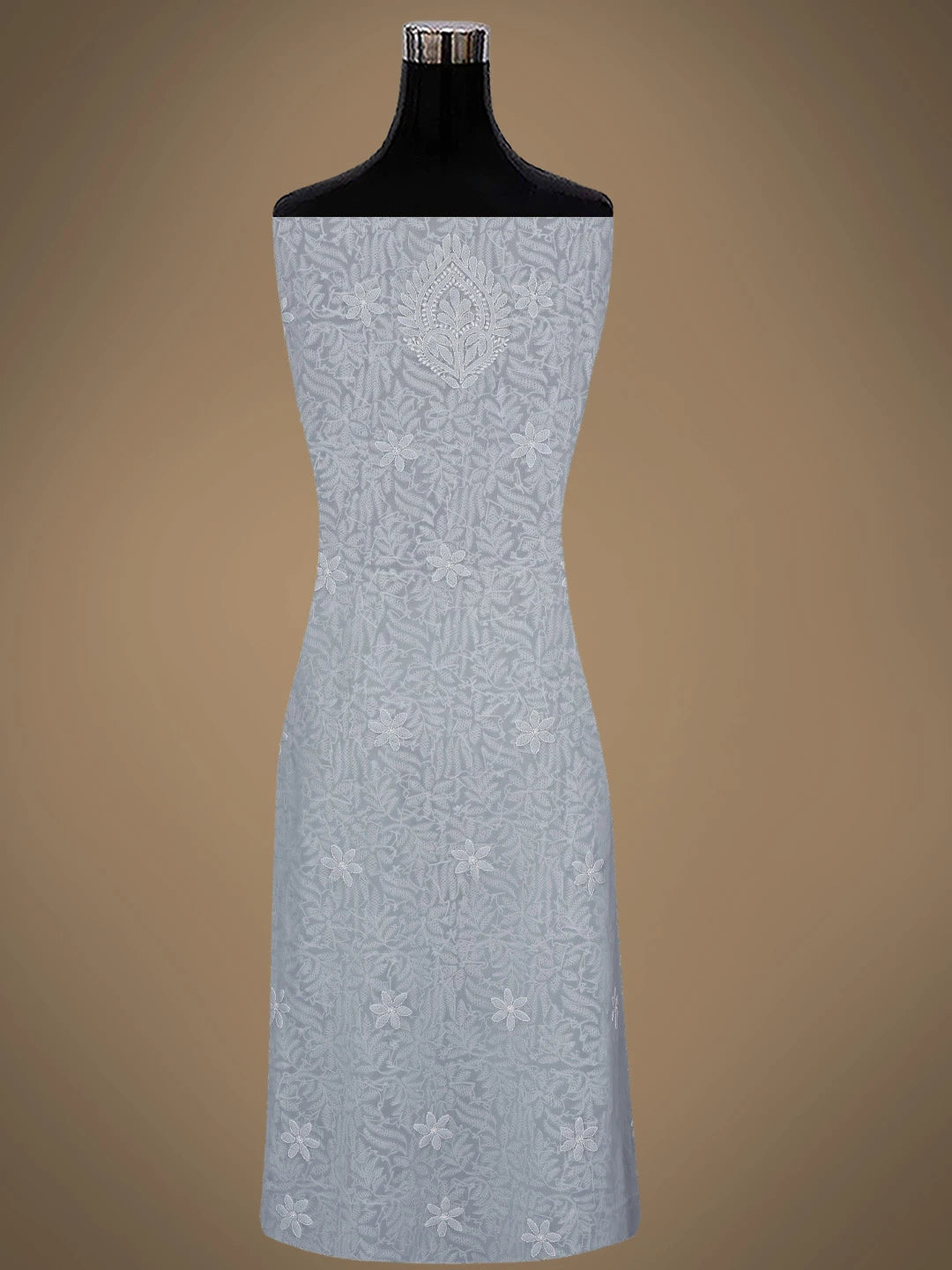 Ada Hand Embroidered Greyish Blue Georgette Lucknowi Chikankari Unstitched Suit Piece 01A867796
