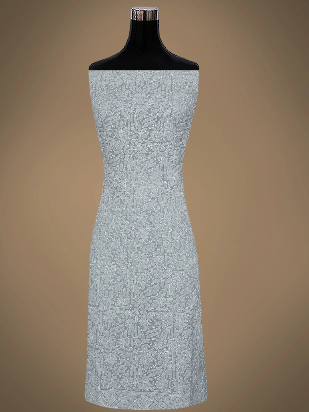 Ada Hand Embroidered Greyish Blue Georgette Lucknowi Chikankari Unstitched Suit Piece 01A867796