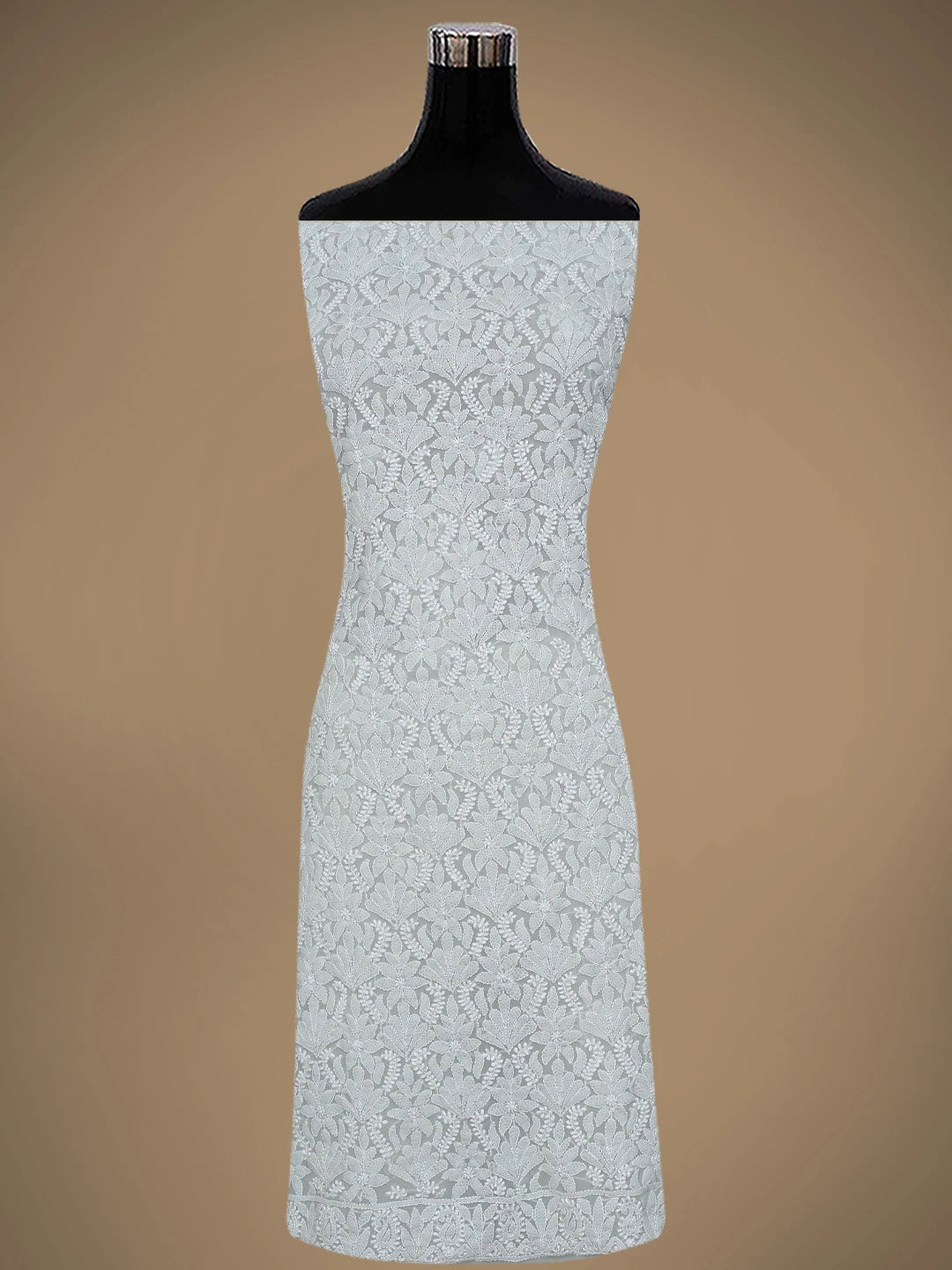 Ada Hand Embroidered Ash Grey Georgette Lucknowi Chikankari Unstitched Suit Piece 01A867797