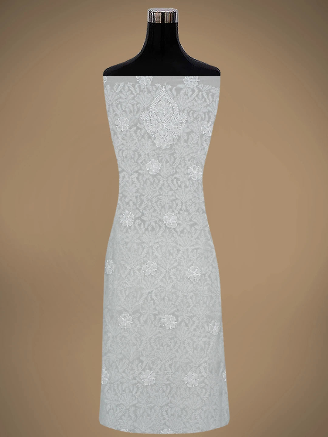 Ada Hand Embroidered Ash Grey Georgette Lucknowi Chikankari Unstitched Suit Piece 01A867797