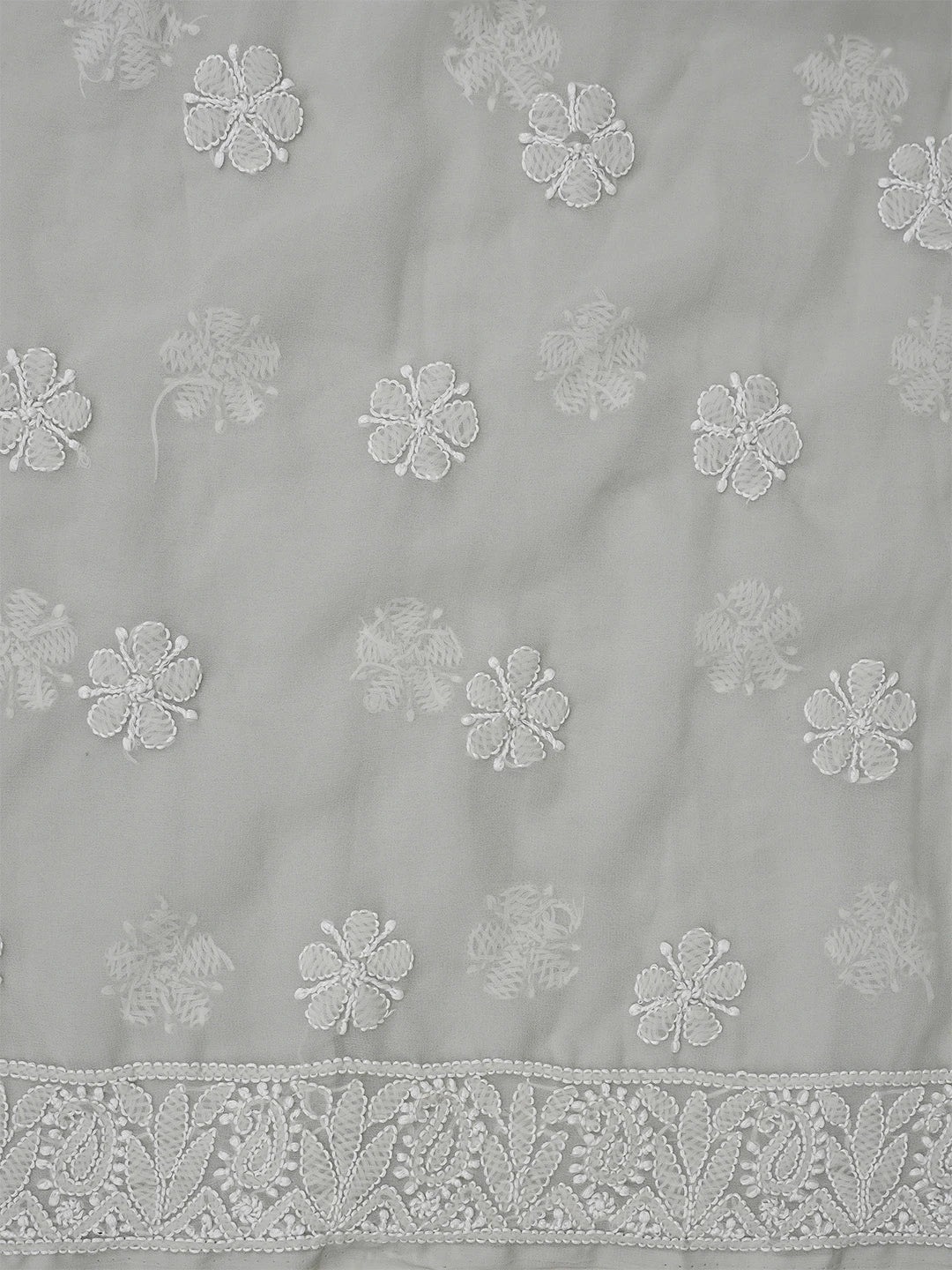 Ada Hand Embroidered Ash Grey Georgette Lucknowi Chikankari Unstitched Suit Piece 01A867797
