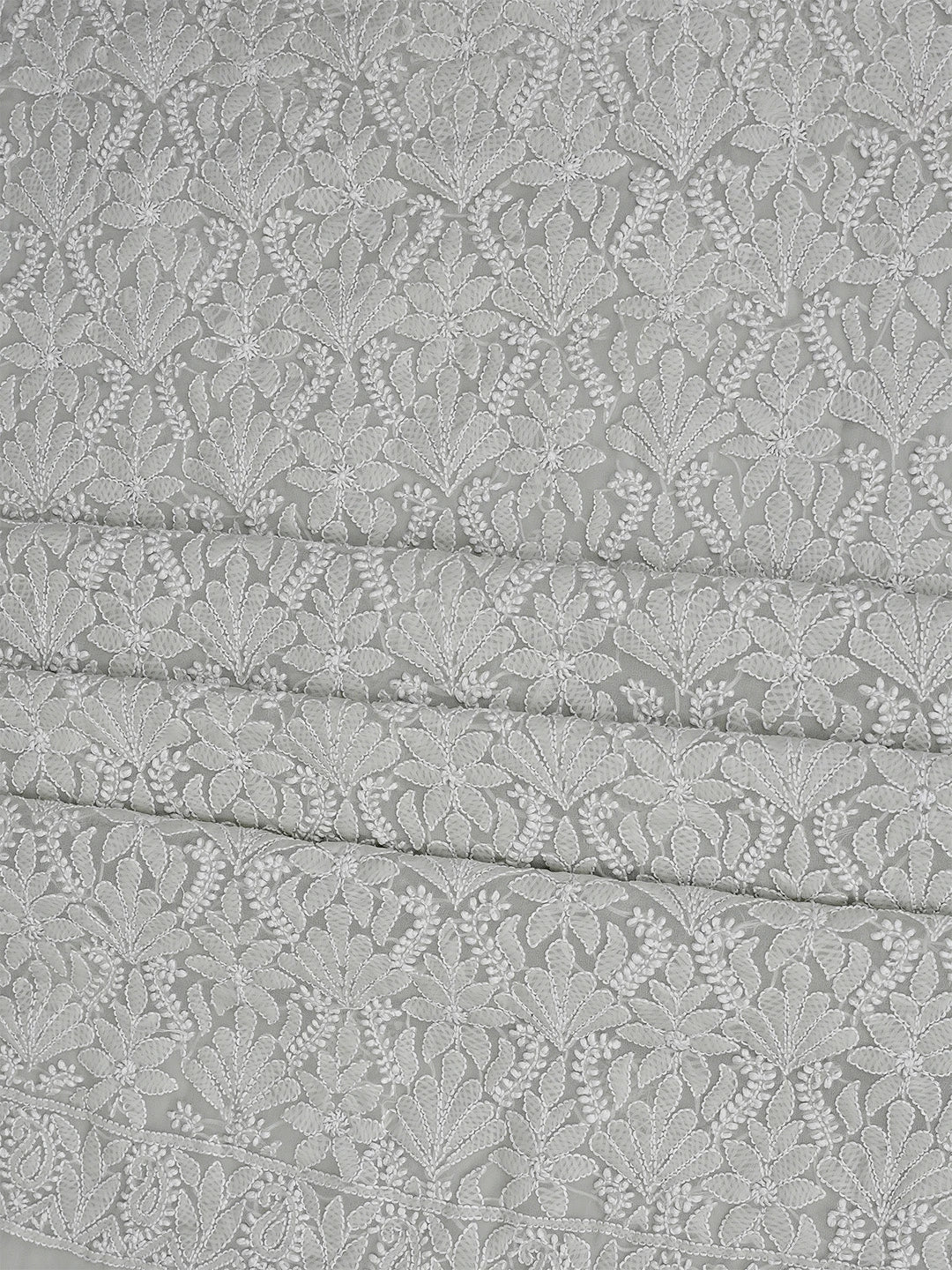 Ada Hand Embroidered Ash Grey Georgette Lucknowi Chikankari Unstitched Suit Piece 01A867797