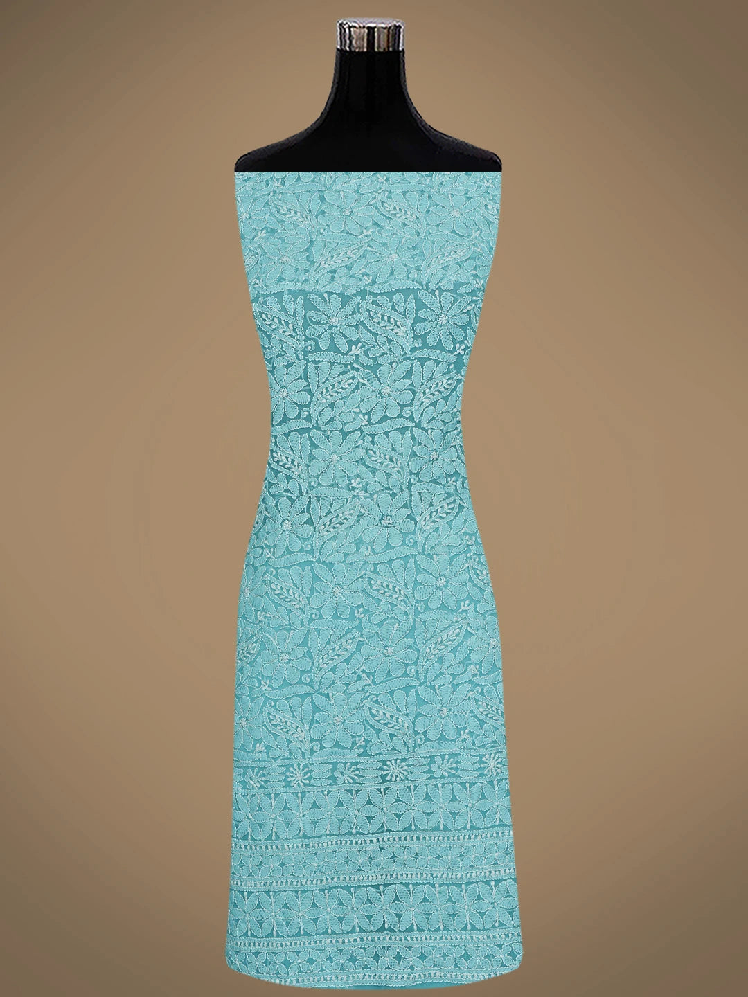 Ada Hand Embroidered Blue Georgette Lucknowi Chikankari Unstitched Suit Piece 01A836560