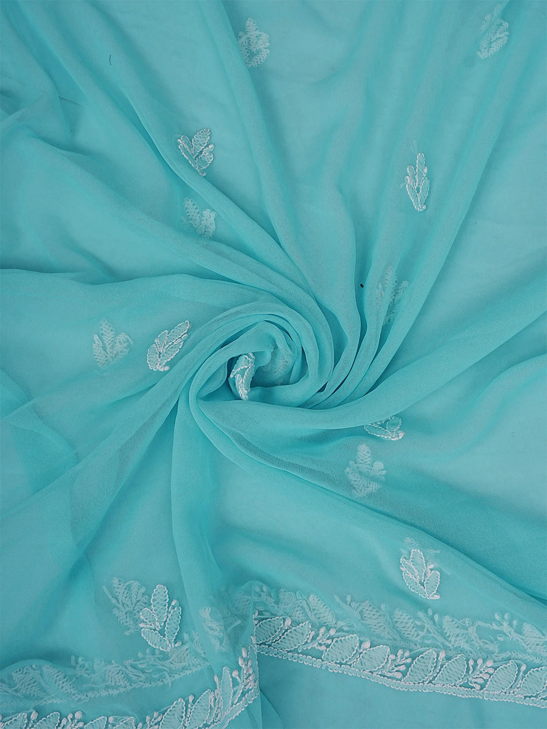 Ada Hand Embroidered Blue Georgette Lucknowi Chikankari Unstitched Suit Piece 01A836560