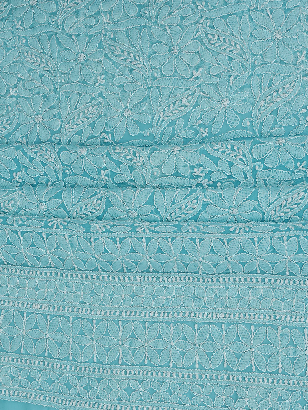 Ada Hand Embroidered Blue Georgette Lucknowi Chikankari Unstitched Suit Piece 01A836560