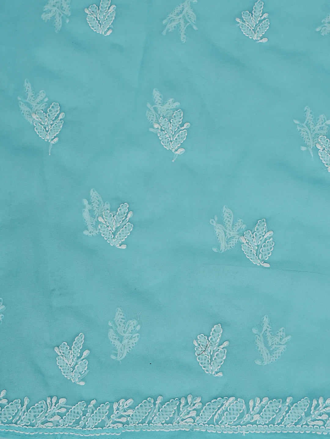 Ada Hand Embroidered Blue Georgette Lucknowi Chikankari Unstitched Suit Piece 01A836560