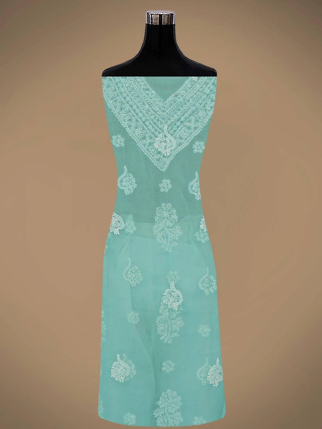 Ada Hand Embroidered Sea Green Georgette Lucknowi Chikankari Unstitched Suit Piece 01A866876
