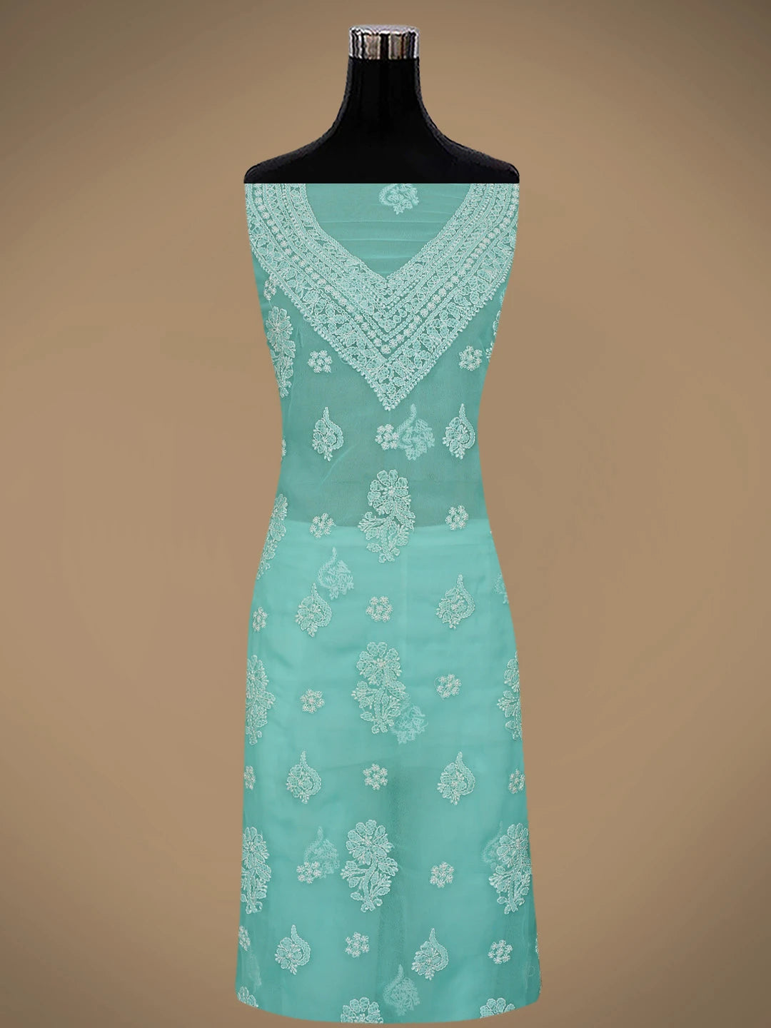 Ada Hand Embroidered Sea Green Georgette Lucknowi Chikankari Unstitched Suit Piece 01A866876