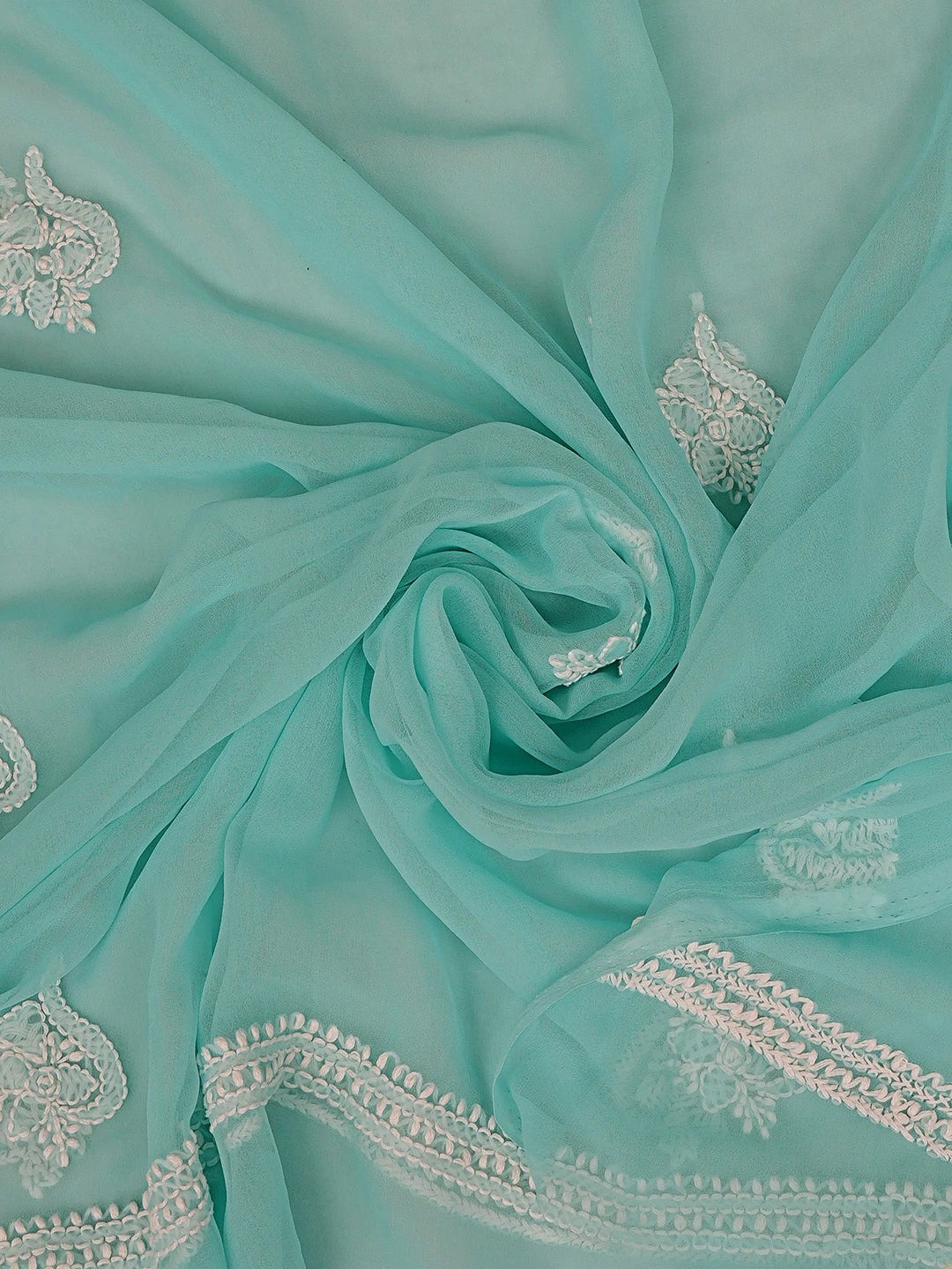 Ada Hand Embroidered Sea Green Georgette Lucknowi Chikankari Unstitched Suit Piece 01A866876