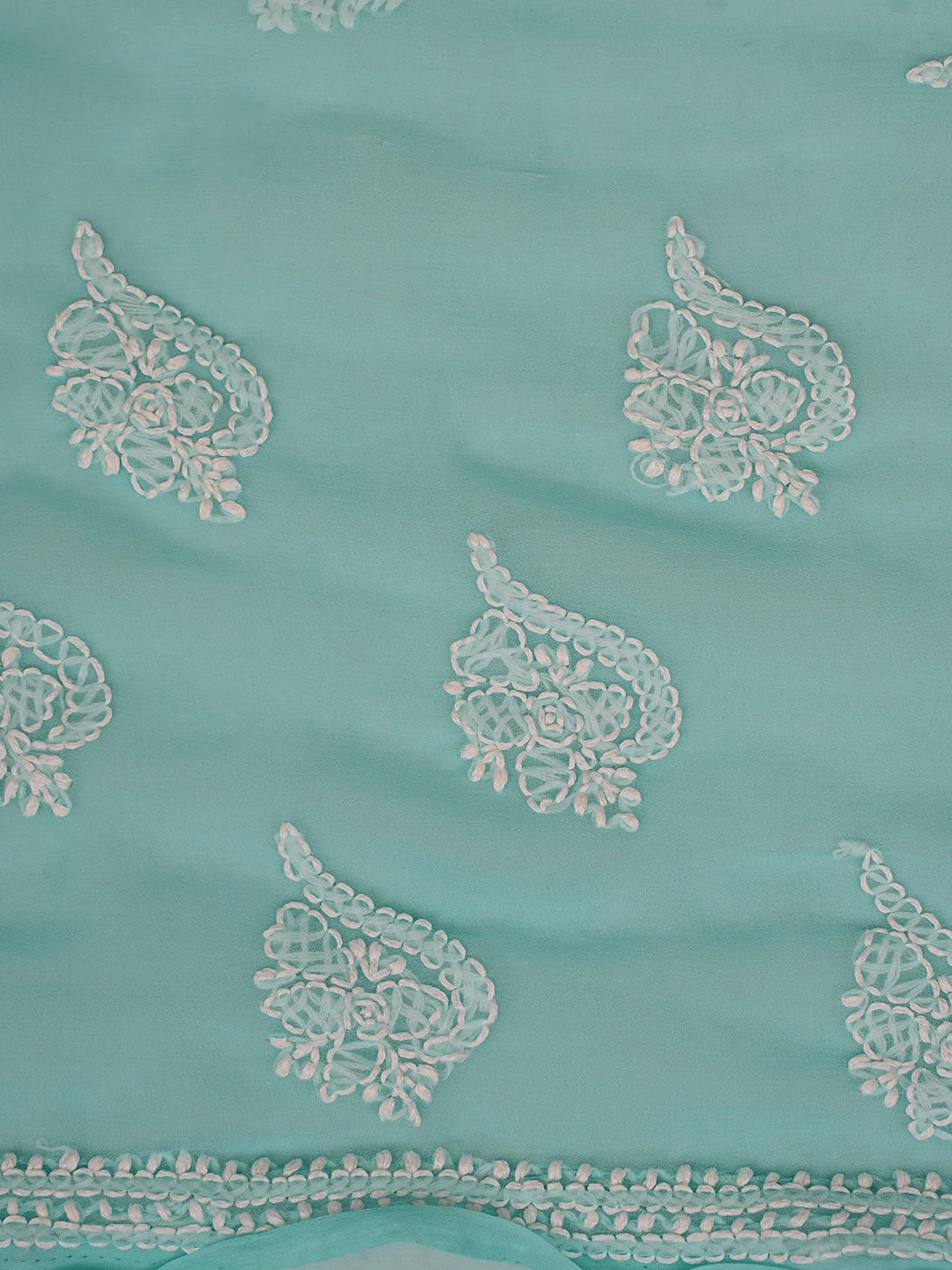 Ada Hand Embroidered Sea Green Georgette Lucknowi Chikankari Unstitched Suit Piece 01A866876