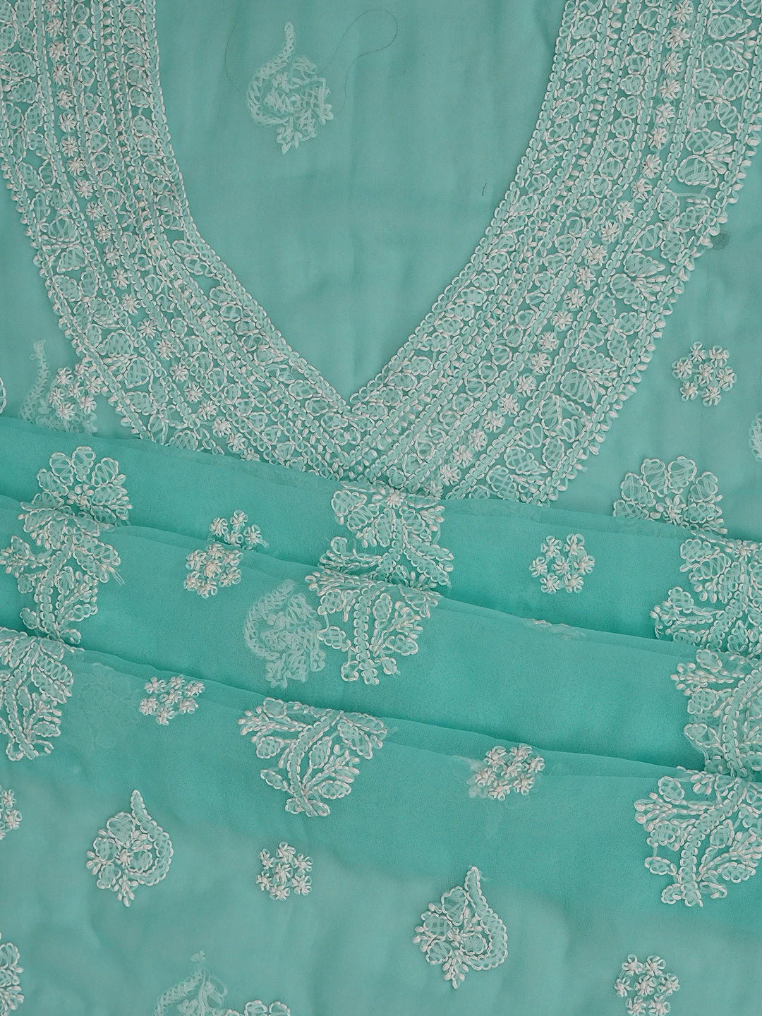 Ada Hand Embroidered Sea Green Georgette Lucknowi Chikankari Unstitched Suit Piece 01A866876