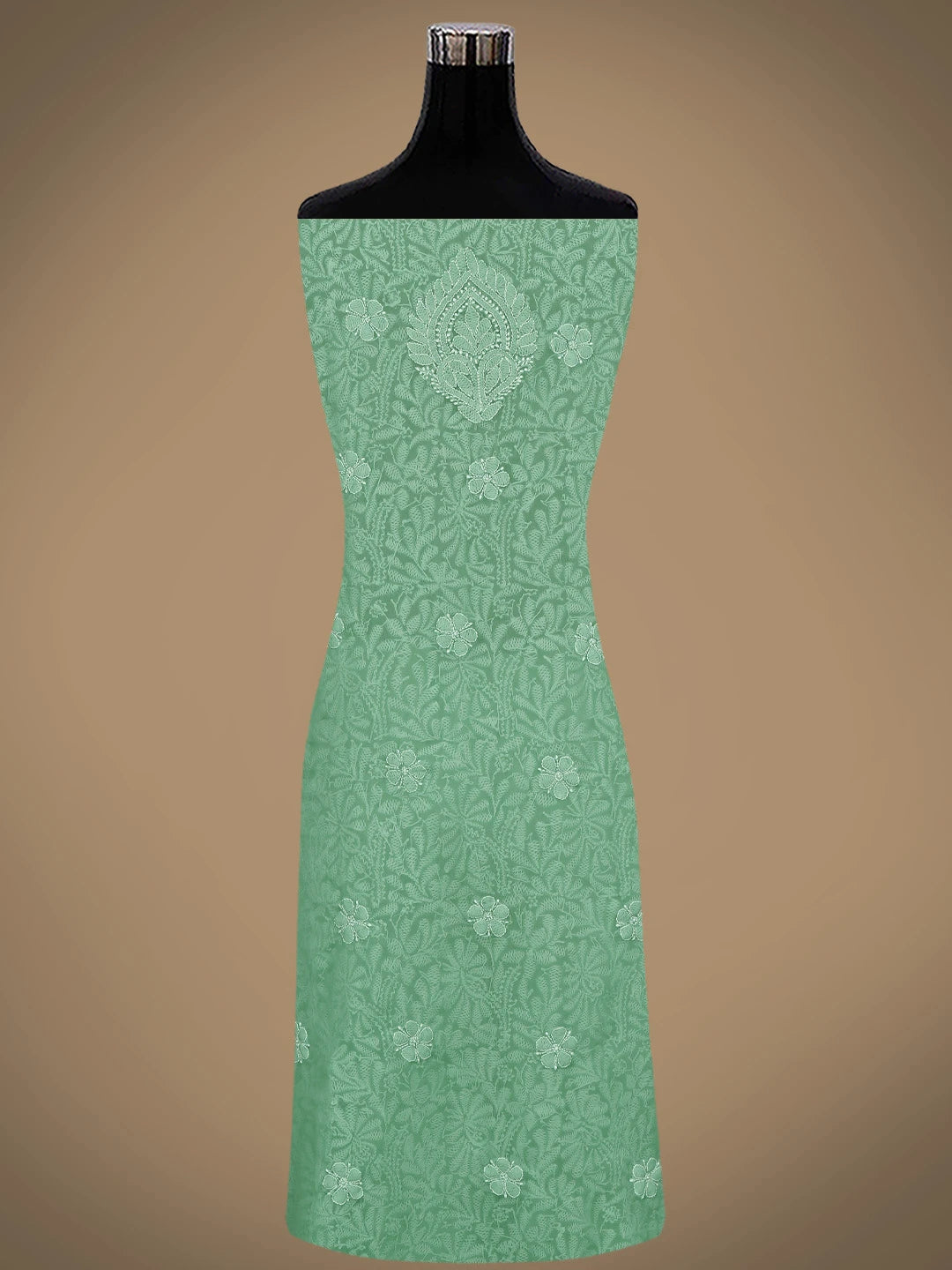 Ada Hand Embroidered Jungle Green Georgette Lucknowi Chikankari Unstitched Suit Piece 01A867802