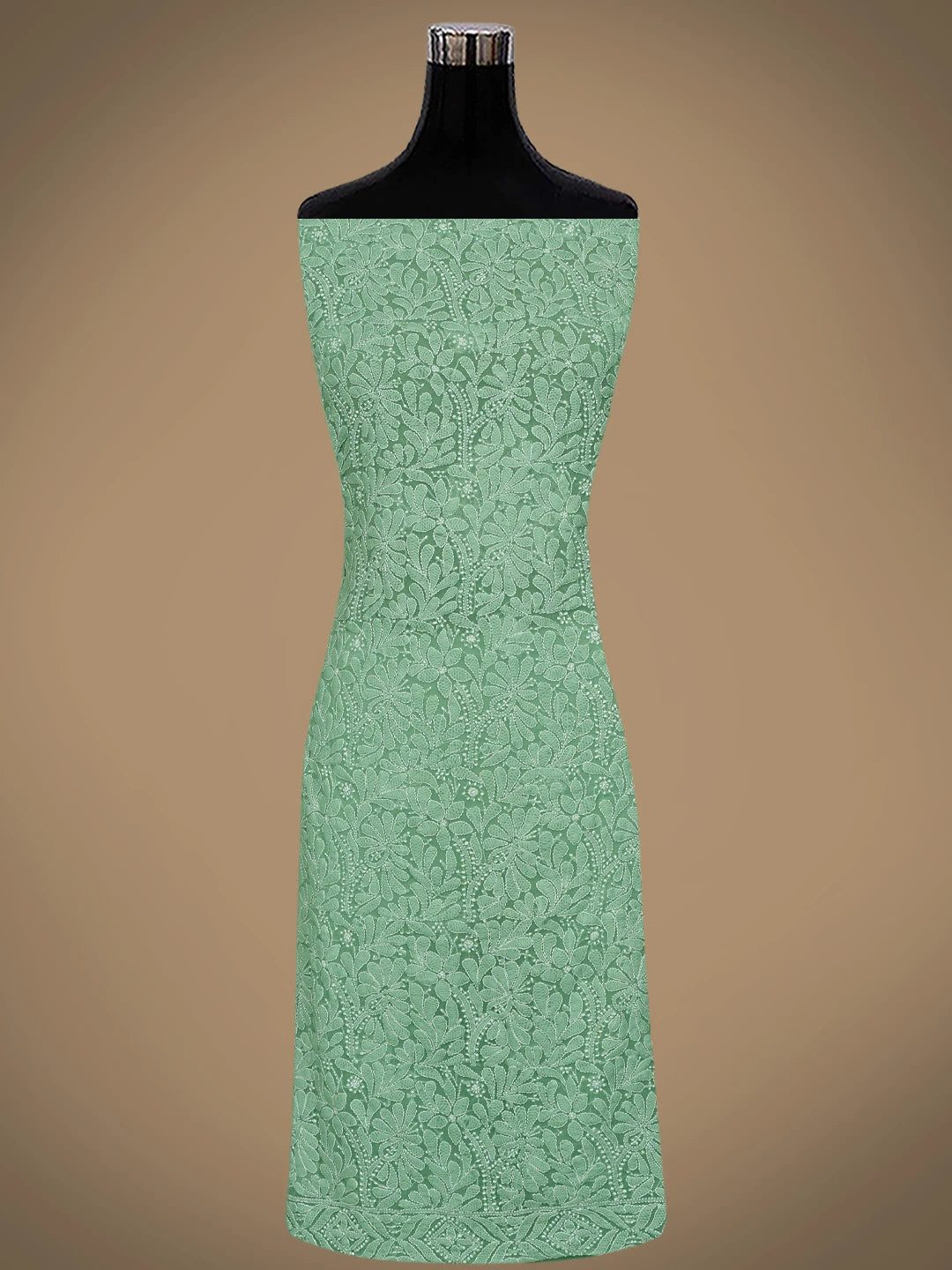 Ada Hand Embroidered Jungle Green Georgette Lucknowi Chikankari Unstitched Suit Piece 01A867802