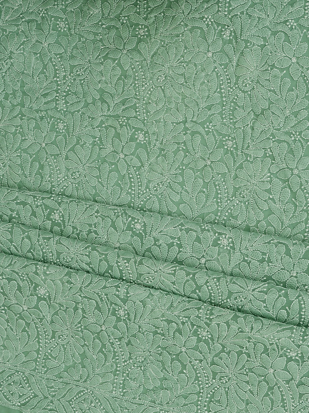 Ada Hand Embroidered Jungle Green Georgette Lucknowi Chikankari Unstitched Suit Piece 01A867802