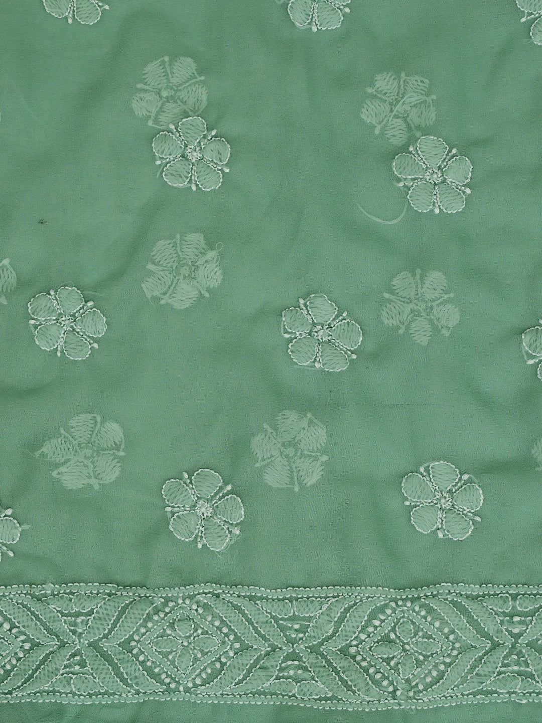 Ada Hand Embroidered Jungle Green Georgette Lucknowi Chikankari Unstitched Suit Piece 01A867802