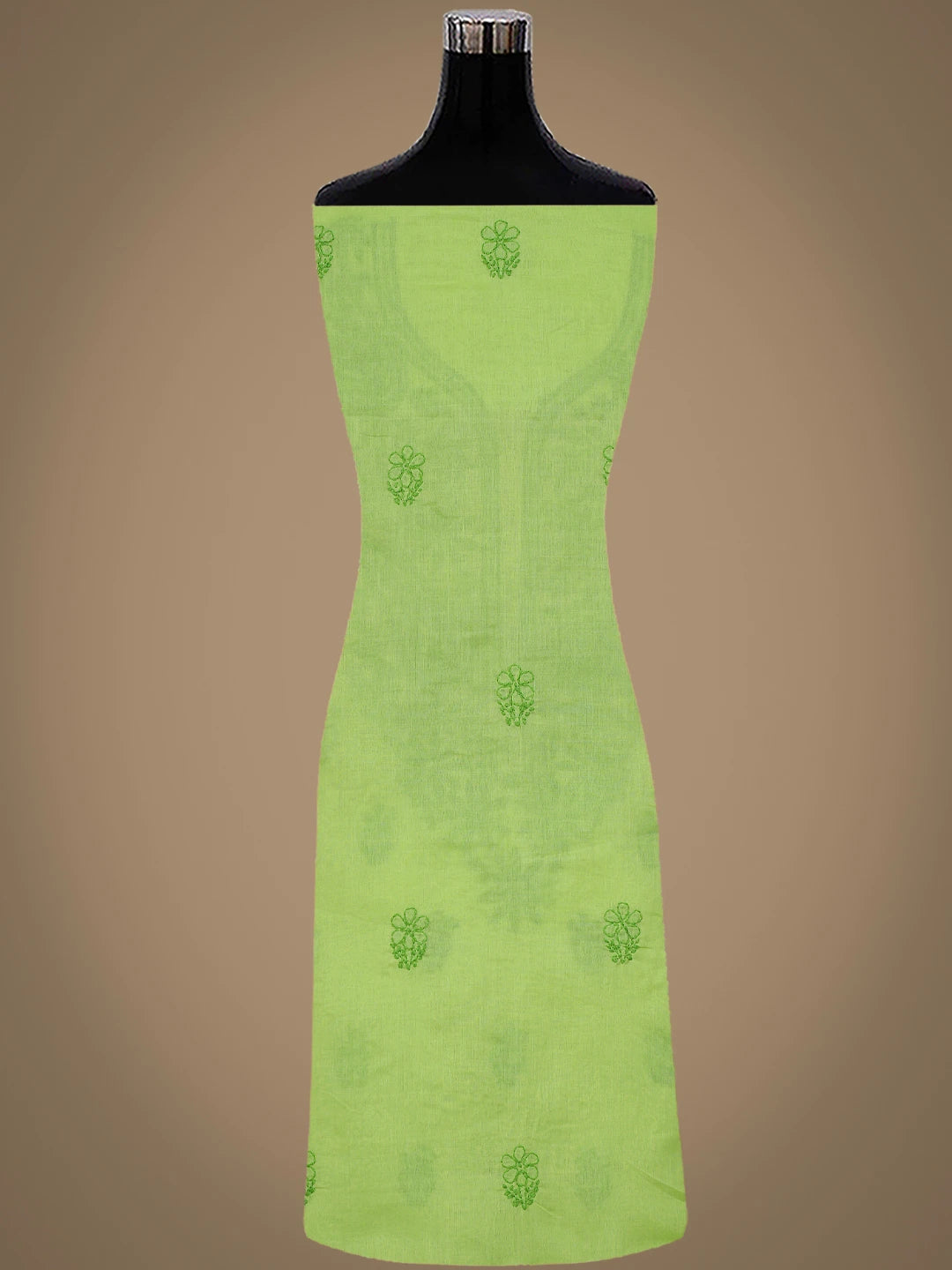 Ada Hand Embroidered Chartreuse Green Cotton Lucknowi Chikankari Unstitched Suit Piece 01A868012