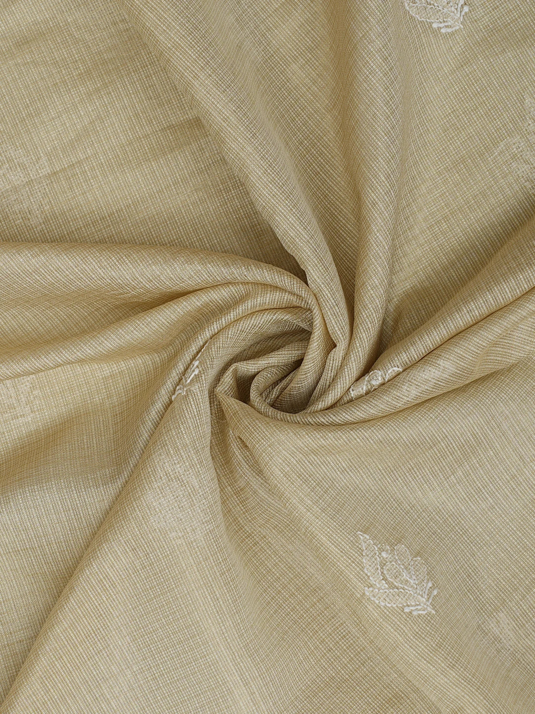 Ada Hand Embroidered Fawn Tissue Lucknowi Chikankari Semi-Stitched Kurta Dupatta Set 01A736033