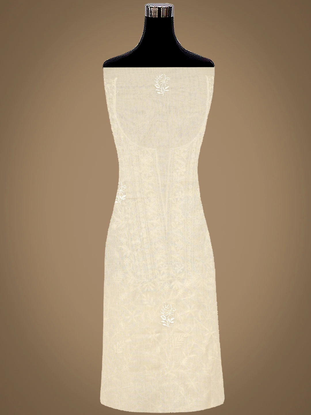 Ada Hand Embroidered Fawn Cotton Lucknowi Chikankari Unstitched Kurta Dupatta Set 01A307751