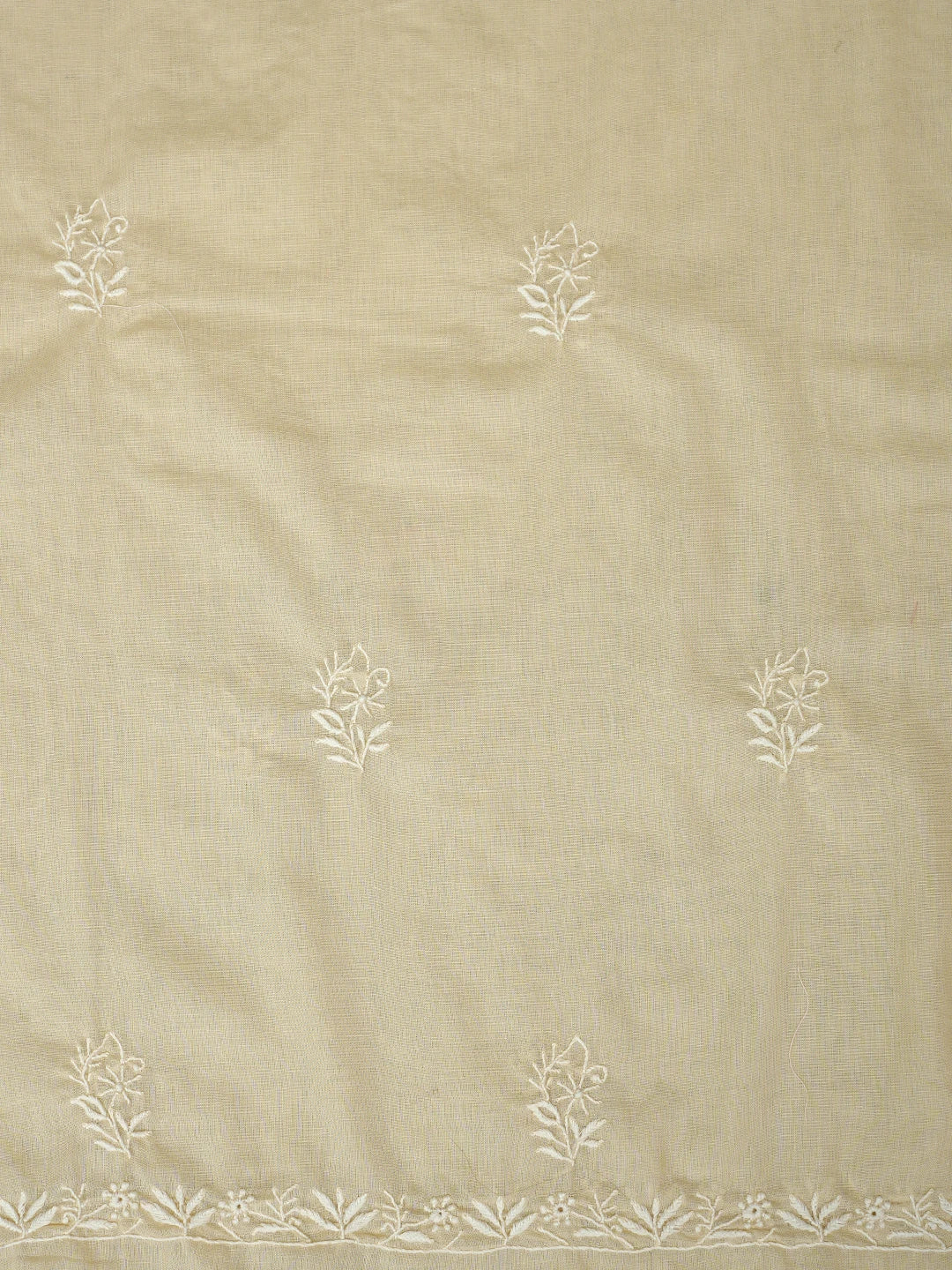 Ada Hand Embroidered Fawn Cotton Lucknowi Chikankari Unstitched Kurta Dupatta Set 01A307751