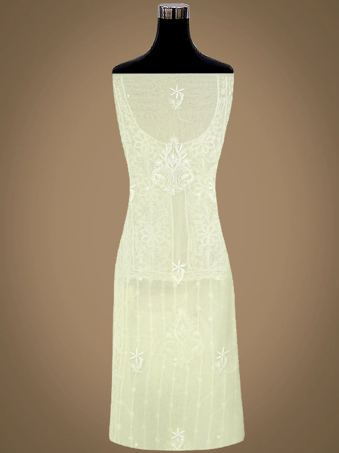 Ada Hand Embroidered Lime Green Viscose Georgette Lucknowi Chikankari Unstitched Kurta Dupatta Set With Pearl Work 01A817633