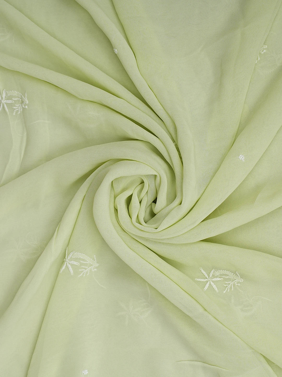 Ada Hand Embroidered Lime Green Viscose Georgette Lucknowi Chikankari Unstitched Kurta Dupatta Set With Pearl Work 01A817633
