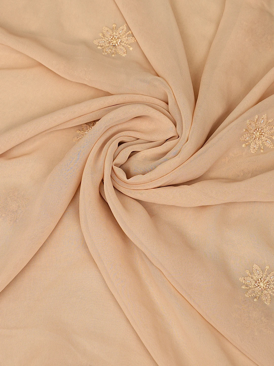 Ada Hand Embroidered Fawn Viscose Georgette Lucknowi Chikankari Unstitched Kurta Dupatta Set With Cutdana Work 01A801858