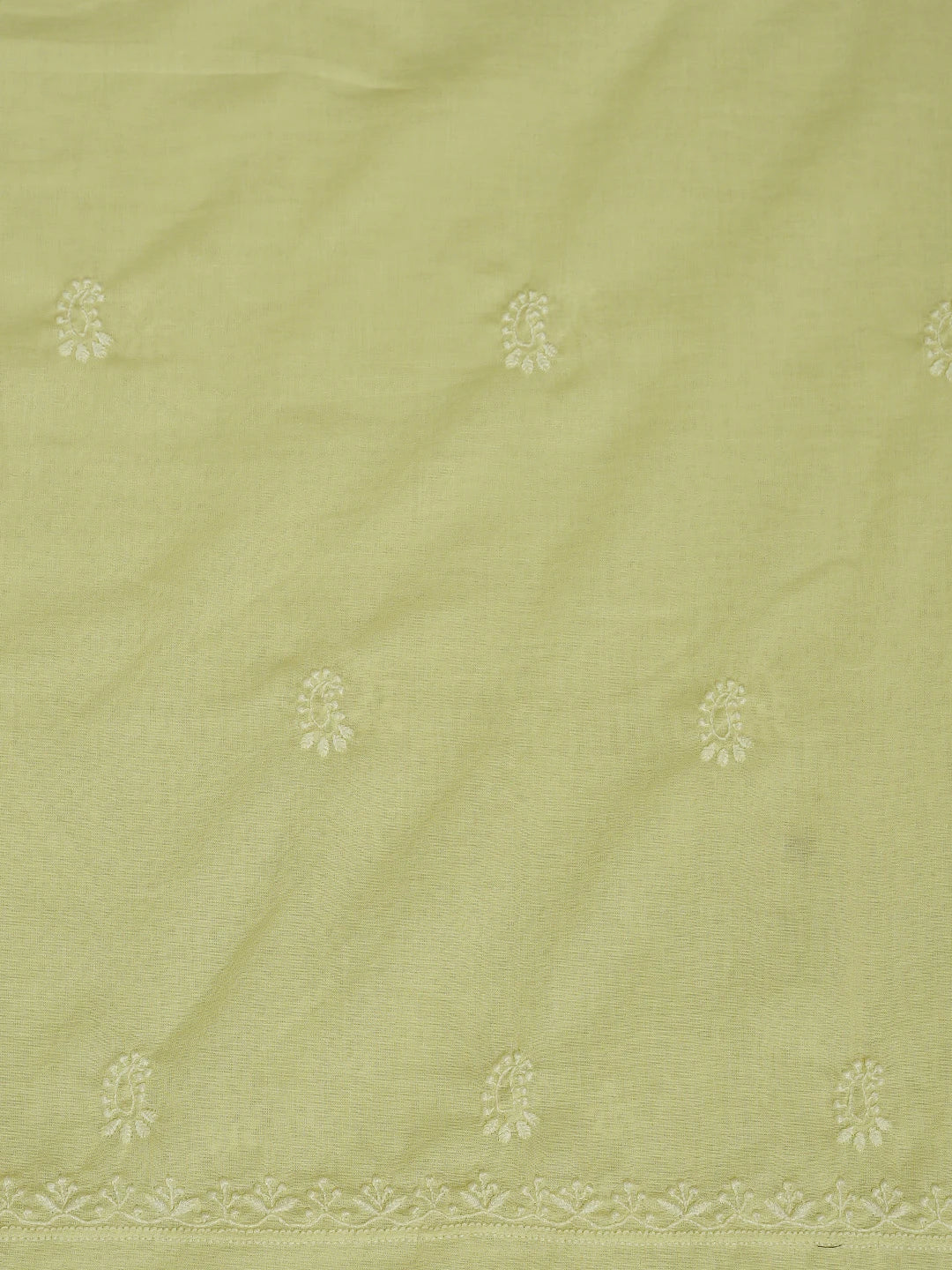 Ada Hand Embroidered Lemon Cotton Lucknowi Chikankari Unstitched Suit Piece With Zari Work 01A288331