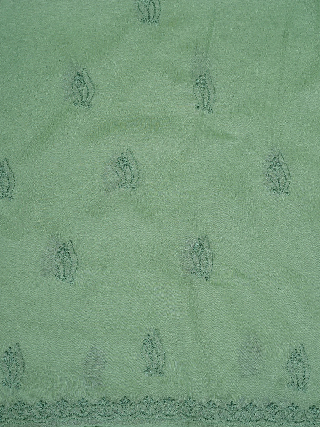 Ada Hand Embroidered Dusty Green Cotton Lucknowi Chikankari Unstitched Suit Piece 01A869295