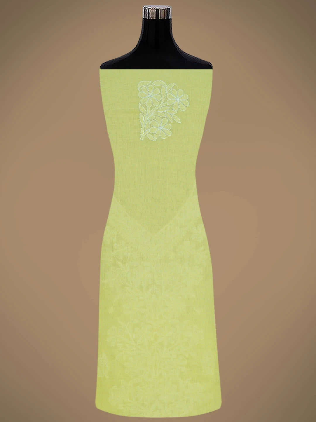 Ada Hand Embroidered Lime Green Cotton Lucknowi Chikankari Unstitched Suit Piece 01A869268