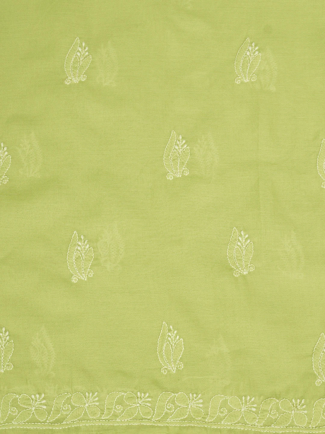 Ada Hand Embroidered Lime Green Cotton Lucknowi Chikankari Unstitched Suit Piece 01A869268