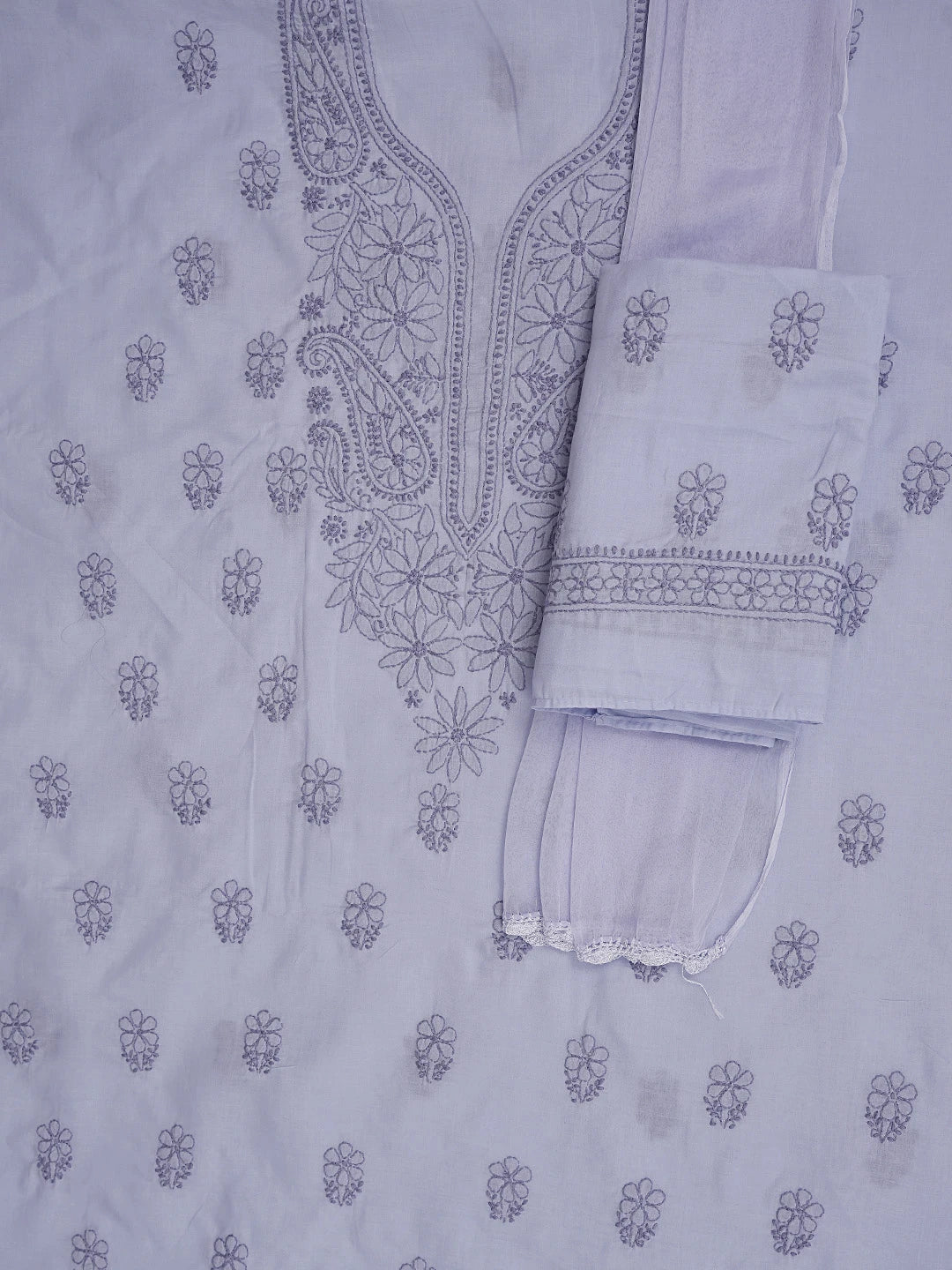 Ada Hand Embroidered Lavender Cotton Lucknowi Chikankari Unstitched Suit Piece 01A868011