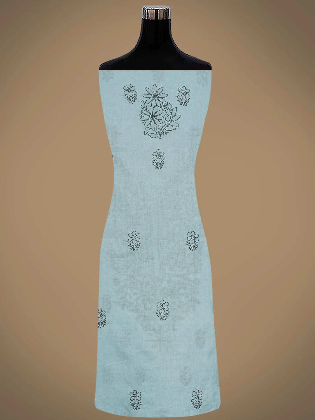 Ada Hand Embroidered Blueish Grey Cotton Lucknowi Chikankari Unstitched Suit Piece 01A868028